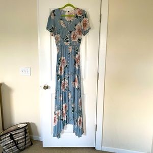 Light blue floral maxi dress